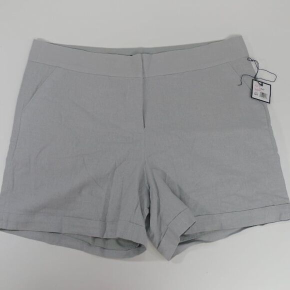 NWT MADISON gray Linen blend dress shorts lined MSRP $70 size 18W - Picture 1 of 6